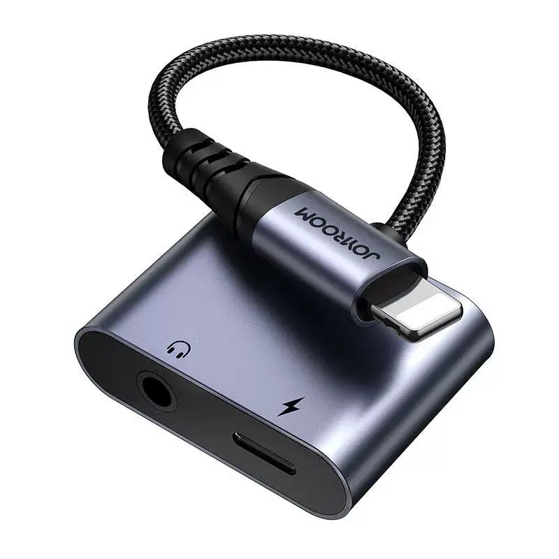 2-in-1 Audio-Adapter Joyroom SY-L01 Lightning auf 3,5 mm + Lightning, schwarz