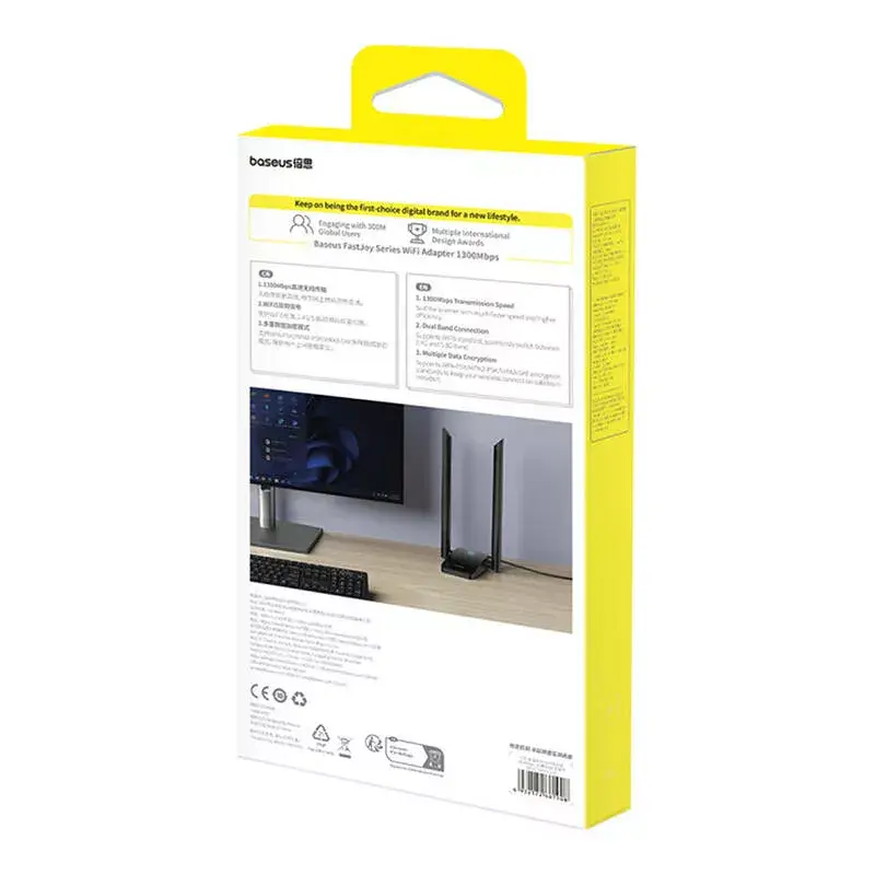WLAN-Adapter Baseus FastJoy 1800 MBit/s schwarz – Dualband-USB-Netzwerkadapter