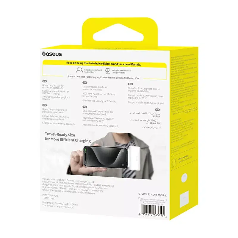 Powerbank OS-Baseus Compact IP 5000mAh 20W (weiß)
