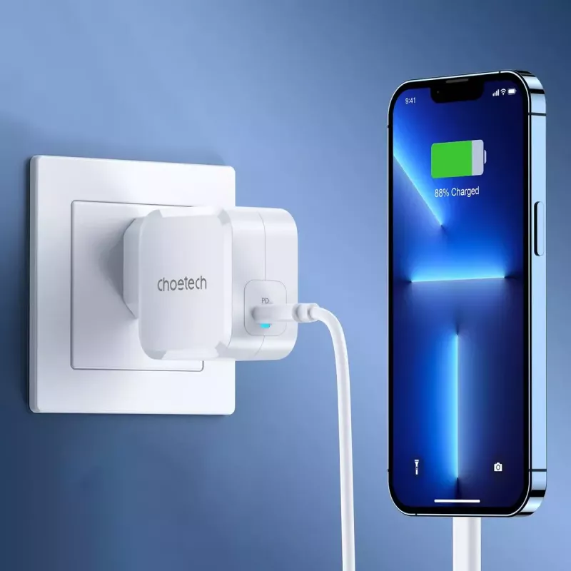 USB-C-Netzteil CHOETECH PD8007 45W EU Weiß – USB‑C PD 45W