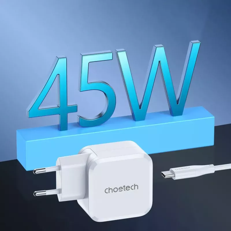 USB-C-Netzteil CHOETECH PD8007 45W EU Weiß – USB‑C PD 45W