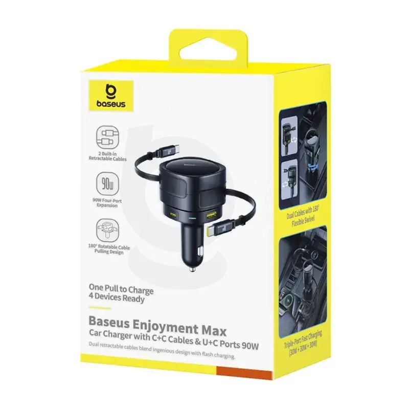 Auto-Ladegerät Baseus Enjoyment Max 90W mit USB-C- und USB-A-Anschlüssen