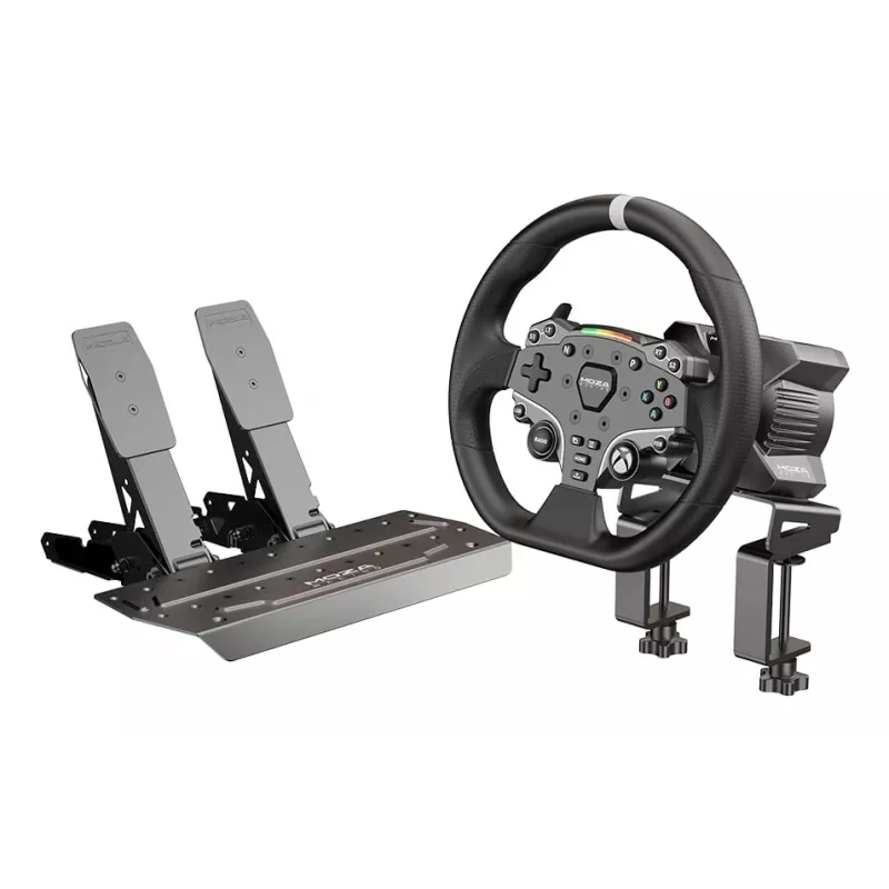 Moza Racing R3 Bundle für XBOX & PC, Lenkrad + Pedale, PC, Xbox One, Xbox Series S, Xbox Series X, Home-Taste, 360°, Direktantrieb, verstellbar