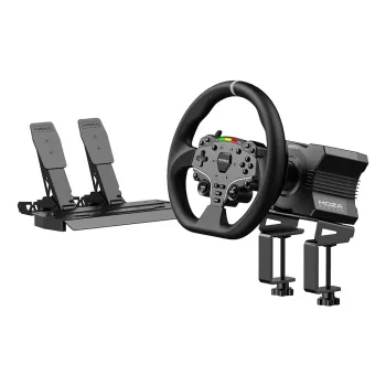 Moza Racing R5 Bundle, Lenkrad + Pedale, PC, Kabelgebunden, Schwarz, Aluminium, Leder, Stahl, Aluminium, Leder