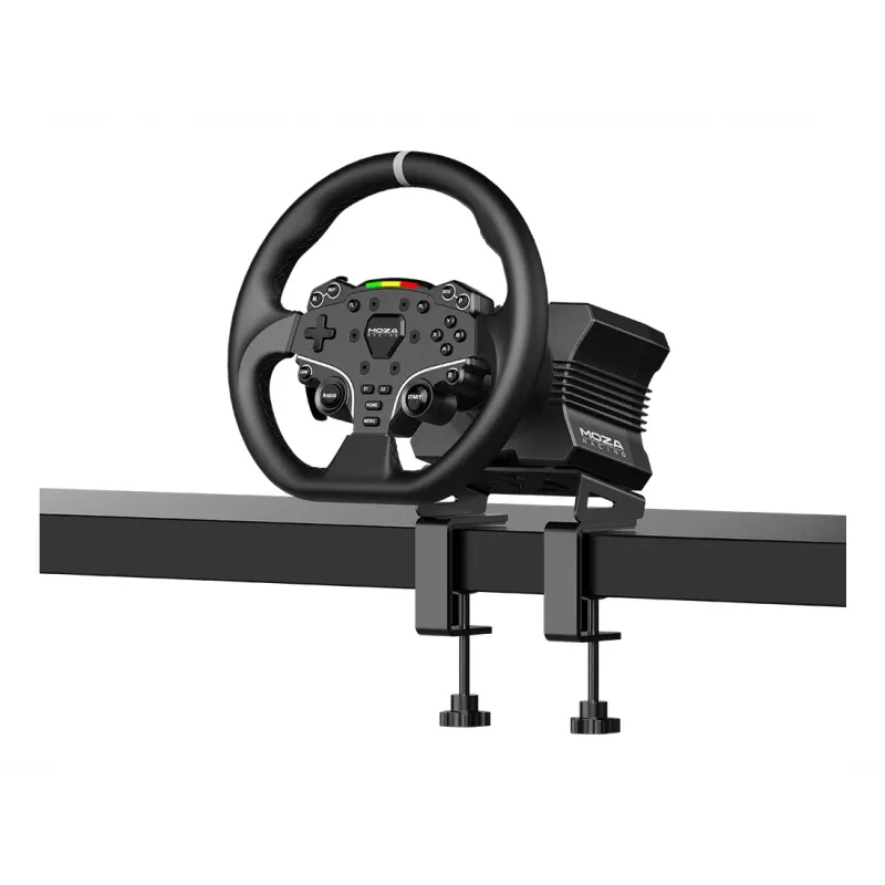 Moza Racing R5 Bundle, Lenkrad + Pedale, PC, Kabelgebunden, Schwarz, Aluminium, Leder, Stahl, Aluminium, Leder