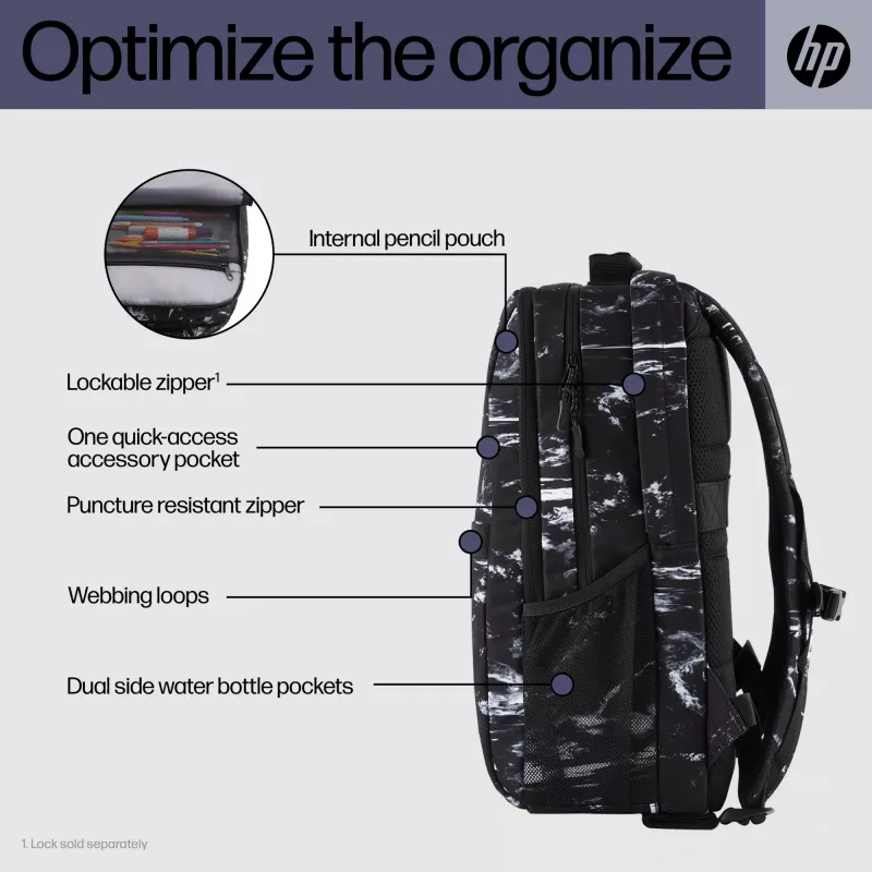 Freizeit-Rucksack HP Campus XL Marble Stone Rucksack Schwarz Grau