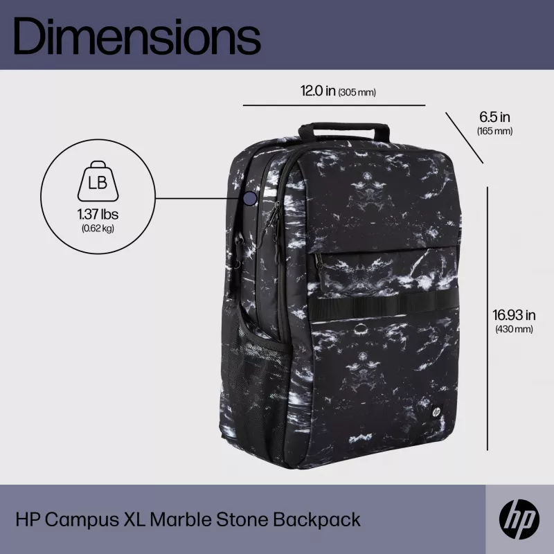 Freizeit-Rucksack HP Campus XL Marble Stone Rucksack Schwarz Grau