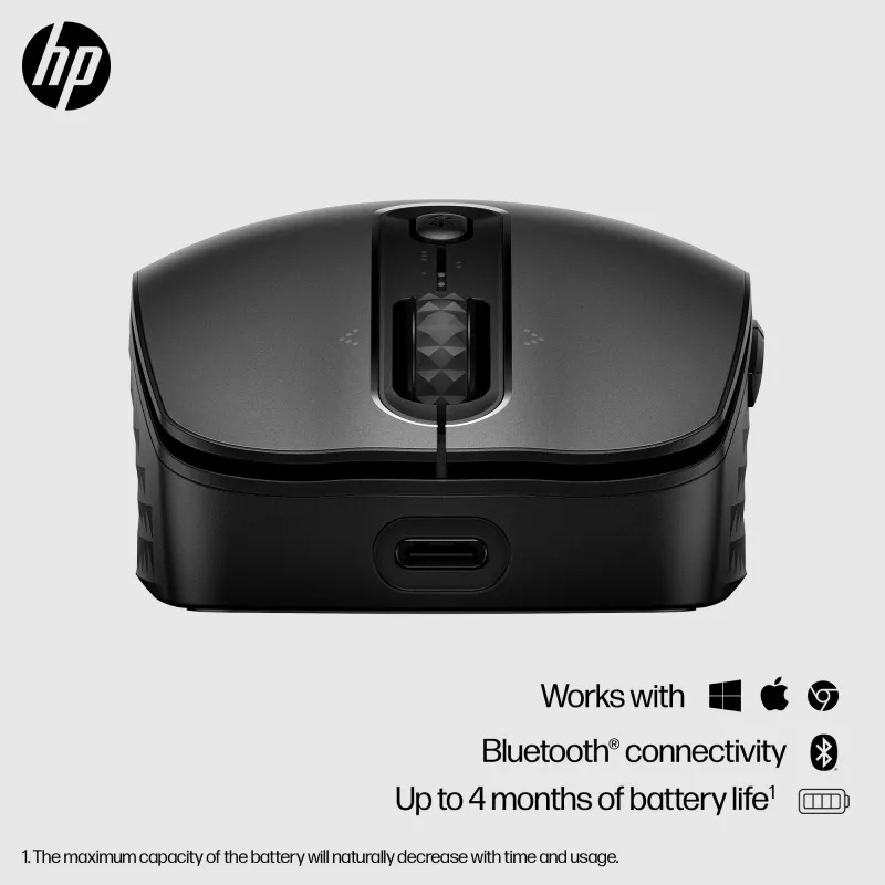 HP 695 Wiederaufladbare kabellose Maus, beidhändig, Bluetooth, 4000 DPI, Schwarz