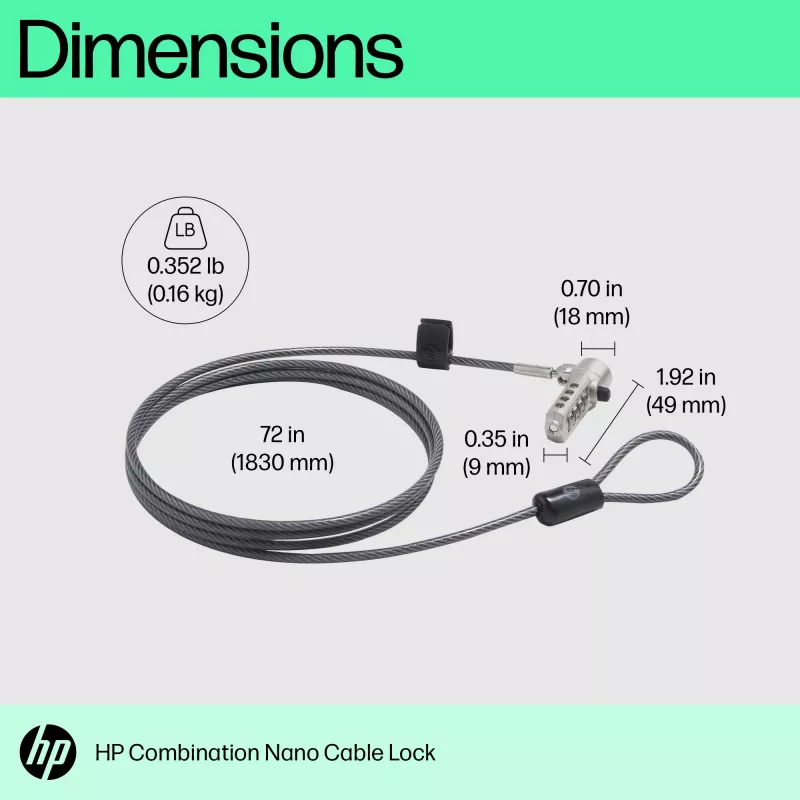 Kombinationsschloss HP Nano 63B28AA Edelstahl 1,83 m