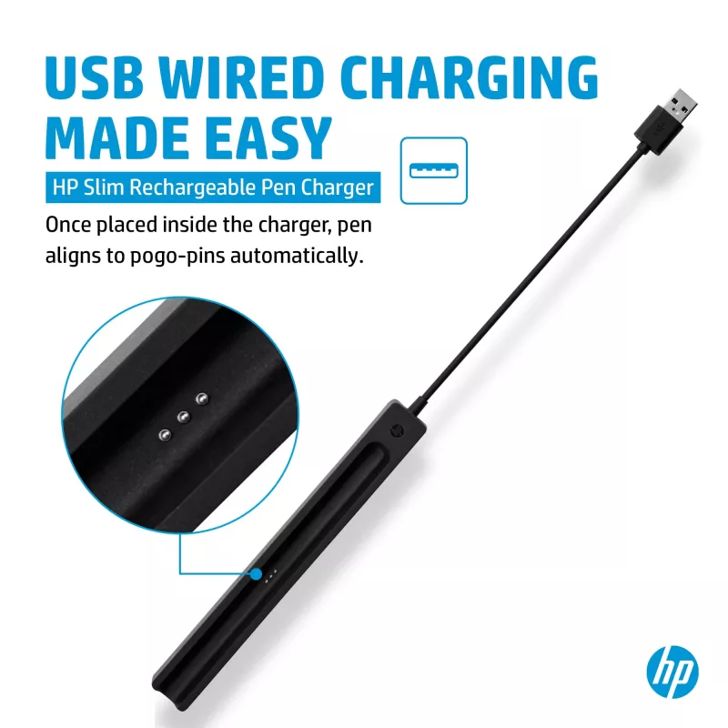 HP schlank Rechargeable Pen Ladegerät, Innenbereich, USB, 0,15 m, Schwarz