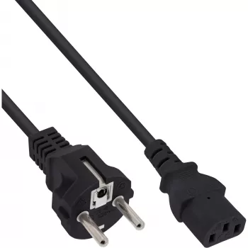 InLine Netzkabel, CEE 7/7 gerade / 3-polig IEC C13 Stecker, schwarz, 3 m