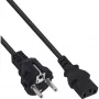 InLine Netzkabel, CEE 7/7 gerade / 3-polig IEC C13 Stecker, schwarz, 3 m