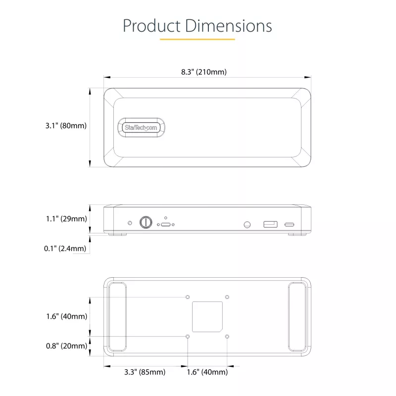 StarTech.com DK31C3MNCRUE Laptop-Dock/Port-Replikator Kabelgebunden USB 3.2 Gen 2 (3.1 Gen 2) Typ C