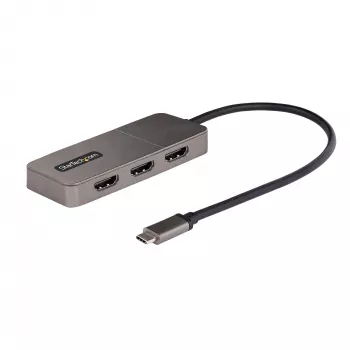 StarTech.com 3-Port USB-C MST Hub – USB Typ-C auf 3x HDMI Multi-Monitor-Adapter für Laptop – Triple HDMI bis zu 4K 60Hz mit DP 1.4 Alt Mode & DSC – HDR – 30 cm Kabel – nur Windows
