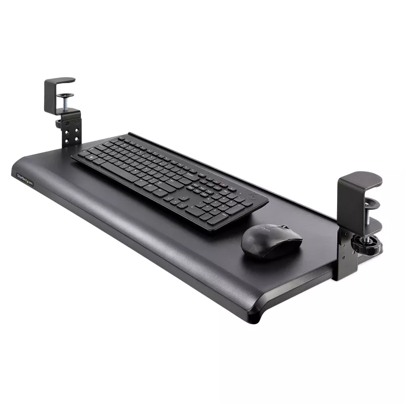 StarTech.com Untertisch-Tastaturablage, anklemmbare ergonomische Tastaturhalterung, bis zu 12 kg, ausziehbare Tastatur- und Mausablage mit C-Klemmen, höhenverstellbare Tastaturablage (100/120/140 mm)