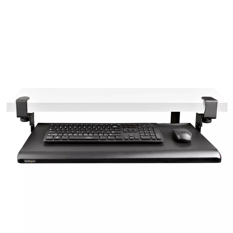 StarTech.com Untertisch-Tastaturablage, anklemmbare ergonomische Tastaturhalterung, bis zu 12 kg, ausziehbare Tastatur- und Mausablage mit C-Klemmen, höhenverstellbare Tastaturablage (100/120/140 mm)