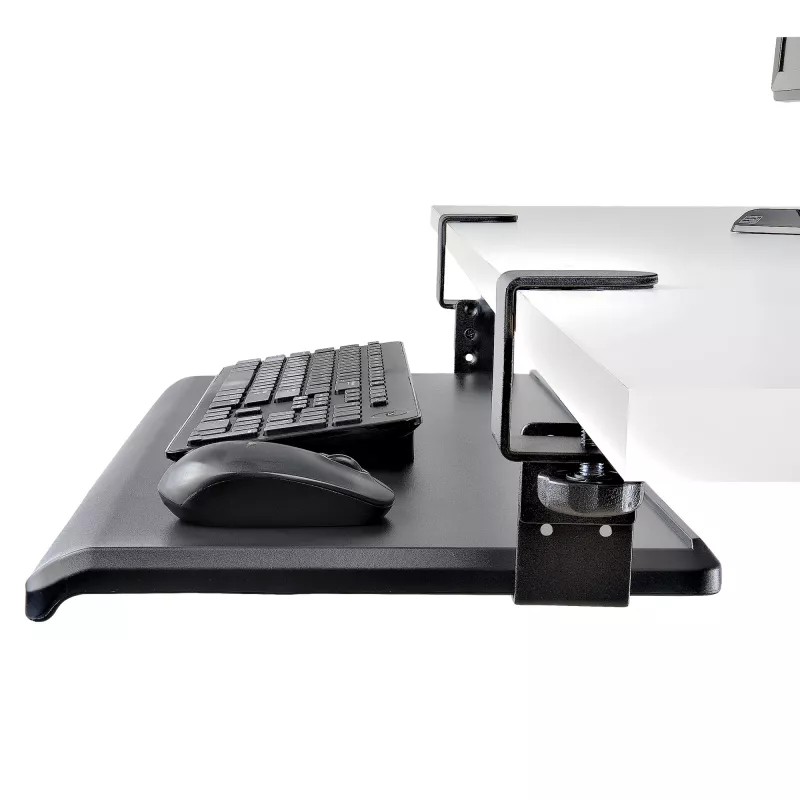 StarTech.com Untertisch-Tastaturablage, anklemmbare ergonomische Tastaturhalterung, bis zu 12 kg, ausziehbare Tastatur- und Mausablage mit C-Klemmen, höhenverstellbare Tastaturablage (100/120/140 mm)