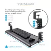 StarTech.com Untertisch-Tastaturablage, anklemmbare ergonomische Tastaturhalterung, bis zu 12 kg, ausziehbare Tastatur- und Mausablage mit C-Klemmen, höhenverstellbare Tastaturablage (100/120/140 mm)