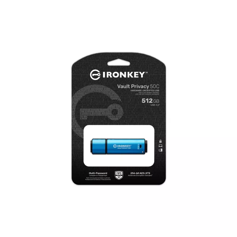 Kingston Technology IronKey 512 GB USB-C Vault Privacy 50C AES-256 verschlüsselt, FIPS 197
