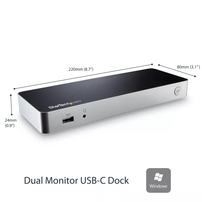 StarTech.com Dual Monitor USB C Dockingstation mit 60W Power Delivery für Windows Laptops - USB C auf HDMI / DVI Dock - USB 3.1 Gen 1 Typ C Dock mit Ladefunktion - Thunderbolt 3 kompatibel
