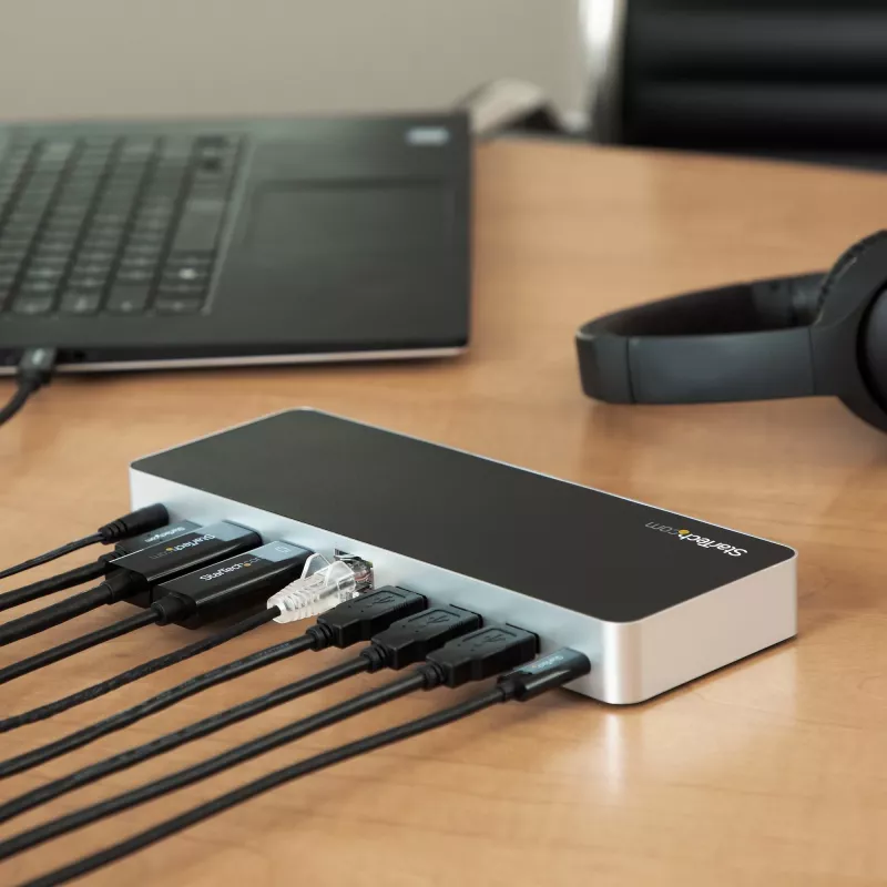 StarTech.com Dual Monitor USB C Dockingstation mit 60W Power Delivery für Windows Laptops - USB C auf HDMI / DVI Dock - USB 3.1 Gen 1 Typ C Dock mit Ladefunktion - Thunderbolt 3 kompatibel