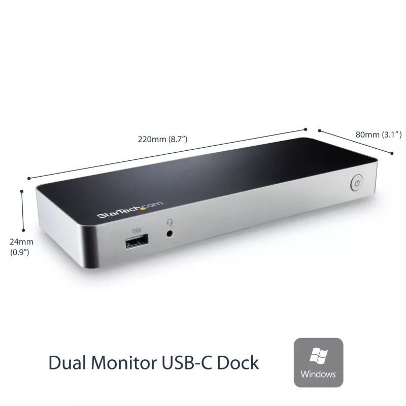 StarTech.com Dual Monitor USB C Dockingstation mit 60W Power Delivery für Windows Laptops - USB C auf HDMI / DVI Dock - USB 3.1 Gen 1 Typ C Dock mit Ladefunktion - Thunderbolt 3 kompatibel
