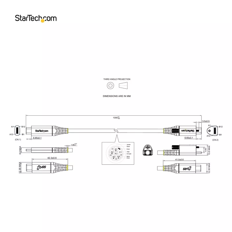 StarTech.com 1 m Top-Schraubverriegelungs-USB-C-Kabel 10 Gbit/s – USB 3.1/3.2 Gen 2 Typ-C-Kabel – 100 W (5 A) Power-Delivery-Ladung, DP-Alt-Modus – Einzelschraubverriegelung, USB-C-Kabel zum Laden/Synchronisieren