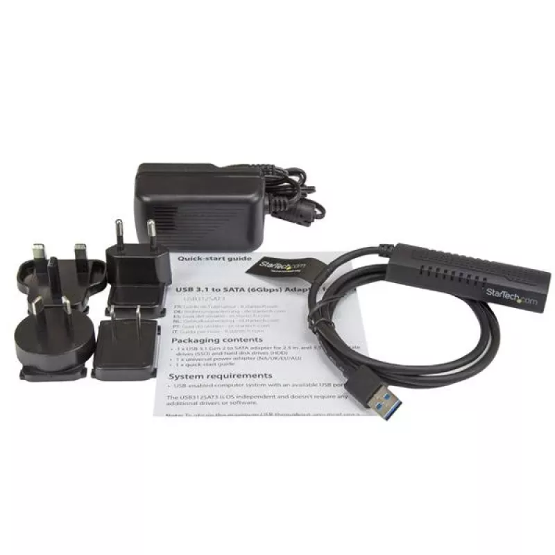 StarTech.com SATA-auf-USB-Kabel – USB 3.1 (10 Gbit/s) – UASP, Schwarz, Aktivität, Betrieb, CE, FCC, ASMedia – ASM1351, 12 V, 0 – 60 °C