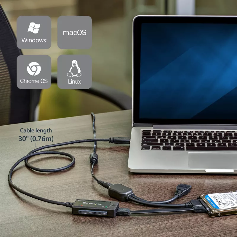 StarTech.com SATA-auf-USB-Kabel – USB 3.1 (10 Gbit/s) – UASP, Schwarz, Aktivität, Betrieb, CE, FCC, ASMedia – ASM1351, 12 V, 0 – 60 °C