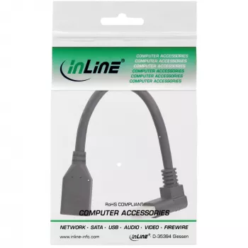 InLine DisplayPort 1.4 Adapterkabel M/F, 8K4K, nach oben abgewinkelt, schwarz/gold