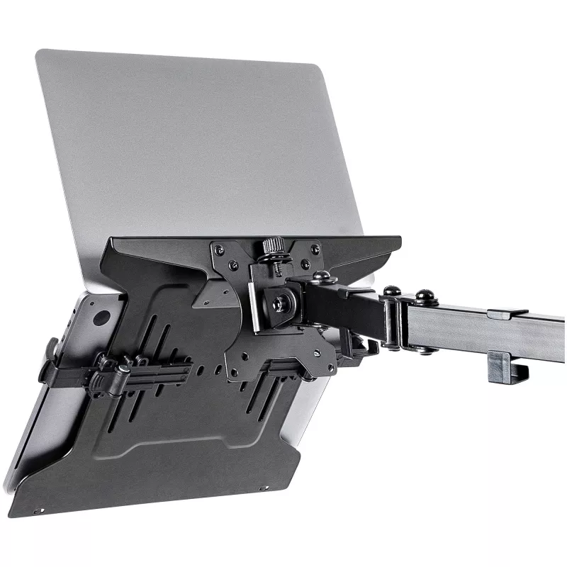 StarTech.com VESA-Laptoptablett – Verstellbares Laptoptablett für Monitorarme, sichert Notebooks (4,5 kg / 9,9 lb) – 75x75 & 100x100 VESA-Montagelöcher – Belüftet – Für Monitor-Tischhalterungen/Ständer