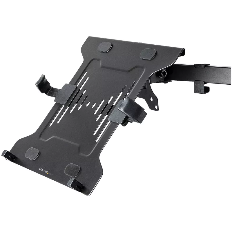 StarTech.com VESA-Laptoptablett – Verstellbares Laptoptablett für Monitorarme, sichert Notebooks (4,5 kg / 9,9 lb) – 75x75 & 100x100 VESA-Montagelöcher – Belüftet – Für Monitor-Tischhalterungen/Ständer