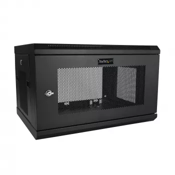 StarTech.com 2-Pfosten 6HE Wandmontage-Netzwerkschrank mit 1HE Fachboden, 19 Zoll wandmontiertes Serverrack für Daten-/Netzwerk-/AV-/Elektronik-/Computerausrüstung, kleines belüftetes Rackgehäuse
