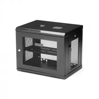 StarTech.com 2-Pfosten 9U Wandmontage-Netzwerkschrank mit 1U-Ablage, 19 Zoll wandmontiertes Server-Rack für Daten-/Netzwerk-/AV-/Elektronik-/Computergeräte, kleines belüftetes Rack-Gehäuse