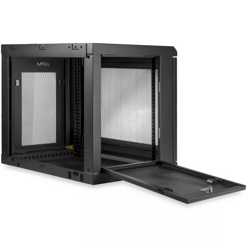 StarTech.com 2-Pfosten 9U Wandmontage-Netzwerkschrank mit 1U-Ablage, 19 Zoll wandmontiertes Server-Rack für Daten-/Netzwerk-/AV-/Elektronik-/Computergeräte, kleines belüftetes Rack-Gehäuse