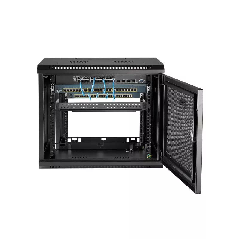StarTech.com 2-Pfosten 9U Wandmontage-Netzwerkschrank mit 1U-Ablage, 19 Zoll wandmontiertes Server-Rack für Daten-/Netzwerk-/AV-/Elektronik-/Computergeräte, kleines belüftetes Rack-Gehäuse