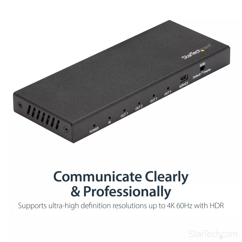 StarTech.com 4-Port HDMI-Splitter – 4K 60 Hz, HDMI, 4x HDMI, 3840 x 2160 Pixel, Schwarz, 4K Ultra HD, 60 Hz