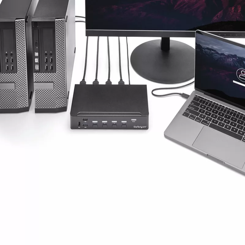 StarTech.com 4-Port HDMI KVM Switch - USB 3.0 - 1080p, 1920 x 1080 Pixel, Rackmontage, Schwarz