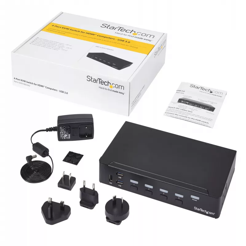 StarTech.com 4-Port HDMI KVM Switch - USB 3.0 - 1080p, 1920 x 1080 Pixel, Rackmontage, Schwarz