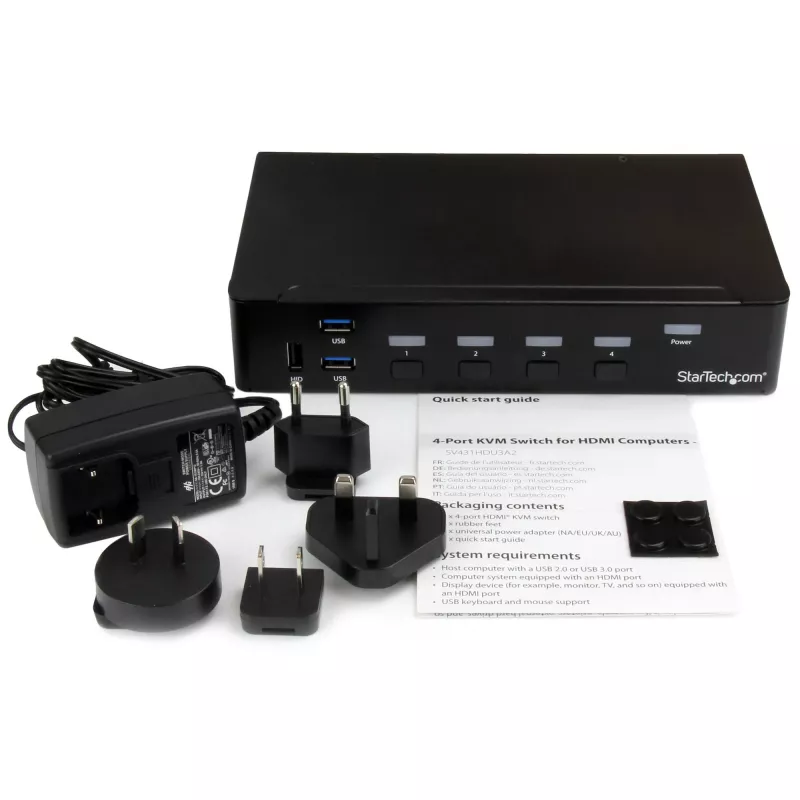 StarTech.com 4-Port HDMI KVM Switch - USB 3.0 - 1080p, 1920 x 1080 Pixel, Rackmontage, Schwarz