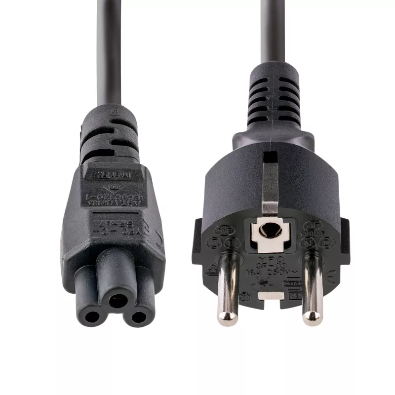 StarTech.com 3m Laptop-Netzkabel, EU Schuko auf C5, 2,5A 250V, 18AWG, Notebook-/Laptop-Ersatznetzkabel, Netzteilkabel, Laptop-Ladekabel, Kleeblatt-/Mickey-Maus-Netzkabel