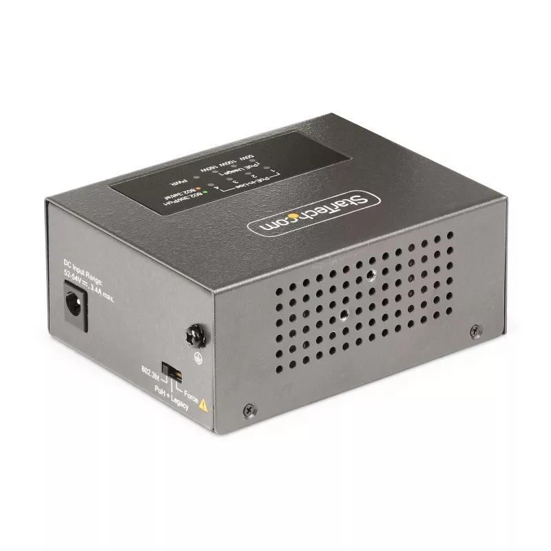 StarTech.com 4-Port Multi-Gigabit PoE++ Injector, 5/2.5/1G Ethernet (NBASE-T), PoE/PoE+/PoE++ (802.3af/802.3at/802.3bt), 160 Watt Leistungsbudget, Wand-/Hutschienenmontage, Unmanaged