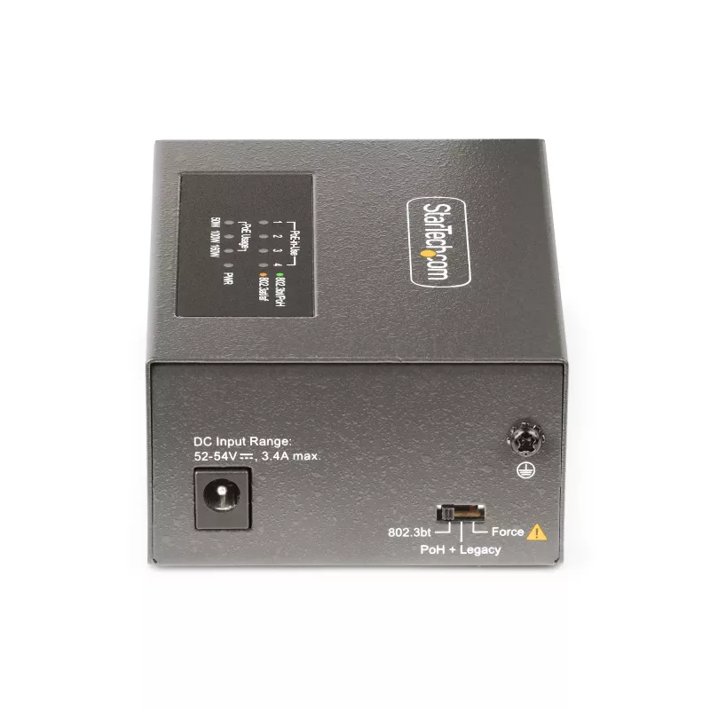 StarTech.com 4-Port Multi-Gigabit PoE++ Injector, 5/2.5/1G Ethernet (NBASE-T), PoE/PoE+/PoE++ (802.3af/802.3at/802.3bt), 160 Watt Leistungsbudget, Wand-/Hutschienenmontage, Unmanaged