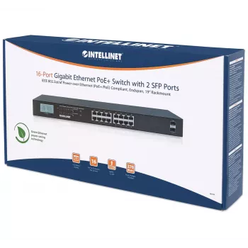 Unmanaged Switch Intellinet 16-Port Gigabit Ethernet PoE+ 370W