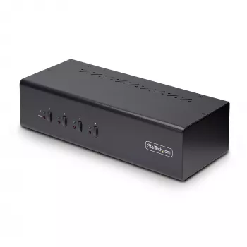 StarTech.com 4-Port Dual-Monitor DisplayPort KVM Switch, 4K 60Hz, 2x USB 5Gbps Hub Ports, 2x USB 2.0 HID Ports, Hotkey- und Tastenumschaltung, TAA-konform – 3,5 mm Audio, HDCP