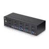 StarTech.com 4-Port Dual-Monitor DisplayPort KVM Switch, 4K 60Hz, 2x USB 5Gbps Hub Ports, 2x USB 2.0 HID Ports, Hotkey- und Tastenumschaltung, TAA-konform – 3,5 mm Audio, HDCP