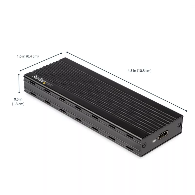 StarTech.com USB-C 10Gbps auf M.2 NVMe SSD-Gehäuse – Tragbares externes M.2 NGFF PCIe Aluminiumgehäuse – 1 GB/s Lesen/Schreiben – Unterstützt 2230, 2242, 2260, 2280 – TB3-kompatibel – Mac & PC