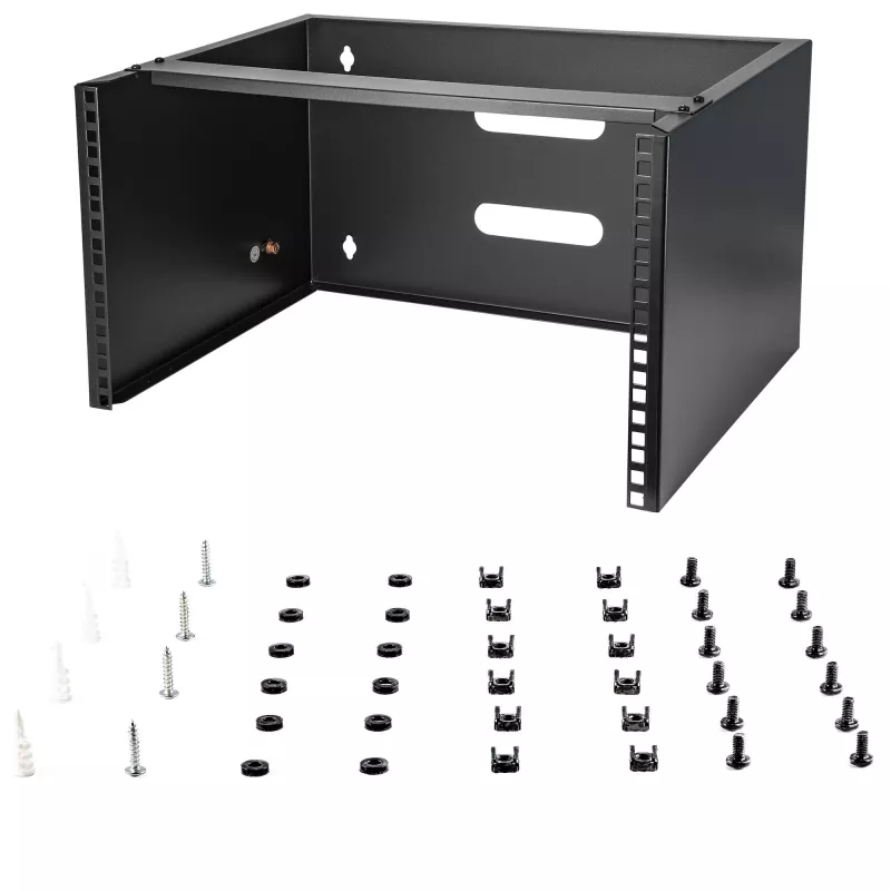 StarTech.com 6U Wandmontage-Netzwerkschrank - 14 Zoll tief (Low Profile) - 19 Zoll Patchpanel-Halterung für flache Server- und IT-Geräte, Netzwerk-Switches - 20 kg Tragfähigkeit, Schwarz