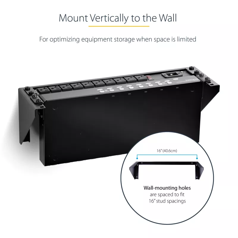 StarTech.com 3U 19” Wandmontage-Vertikalrackhalterung, Wandmontage-Patchpanelhalterung für Daten-/AV-/IT-/Computergeräte, 3U-Rack für Schrank oder Serverraum, Tragfähigkeit 150 lb (68 kg)