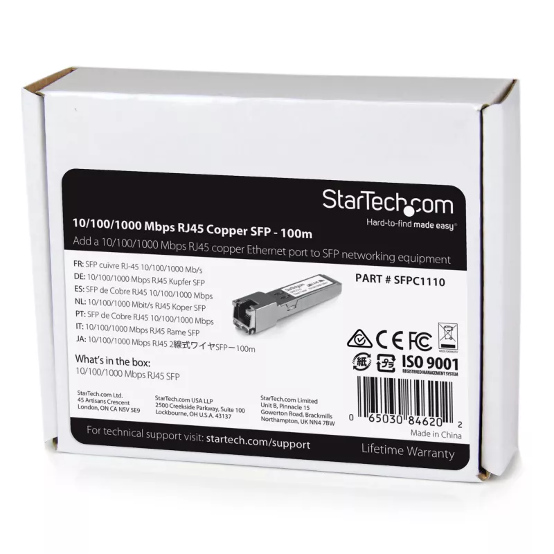 StarTech.com Cisco SFP-GE-T kompatibles SFP-Transceivermodul – 10/100/1000BASE-TX~Cisco SFP-GE-T kompatibles SFP-Modul – 1000BASE-T – SFP auf RJ45 Cat6/Cat5e – 10/100/1000 Mbit/s – RJ-45 100 m – Cisco IE3400, IE3300, IE3200